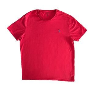 Polo Ralph Lauren Mens Red T-Shirt Custom Fit 100% Cotton Blue Pony Logo XL